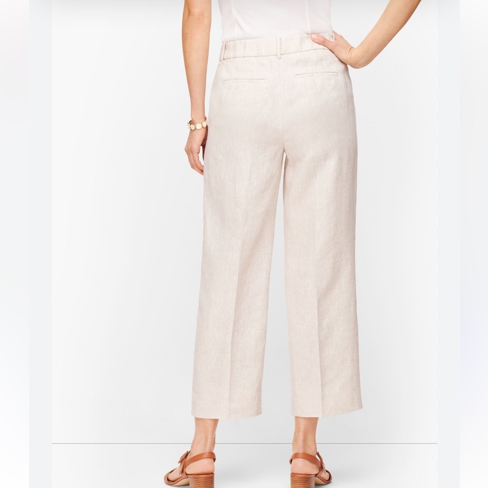 Talbots Beige Linen Relaxed Leg Crop Pants Summer Classic Ankle Women’s 12